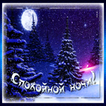Красивая зимняя гифка спокойной ночи с елочками