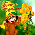 Веселая открытка с обезьянкой Хорошего понедельника