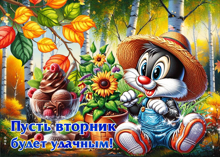 Picture добрая, очаровательная осенняя гифка пусть вторник будет удачным