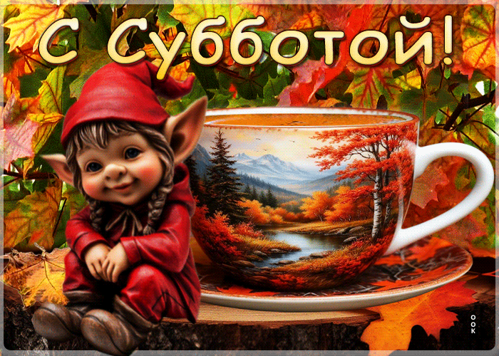 Postcard добрая осенняя гиф-открытка с субботой