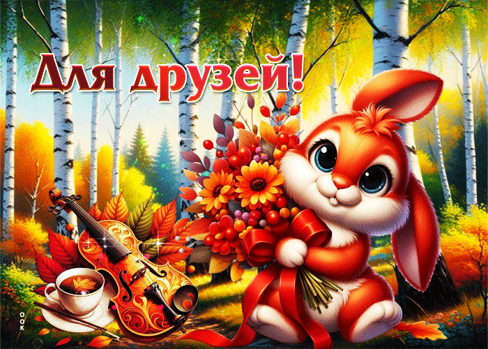 Postcard душевная и милая осенняя гифка для друзей