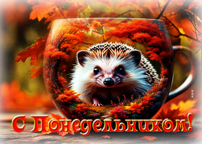 Postcard фантастическая осенняя гифка с понедельником