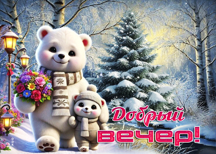 Picture мирная зимняя гиф-открытка добрый вечер