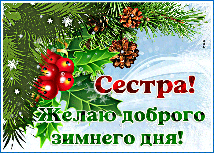 Открытка открытка сестра, желаю доброго зимнего дня
