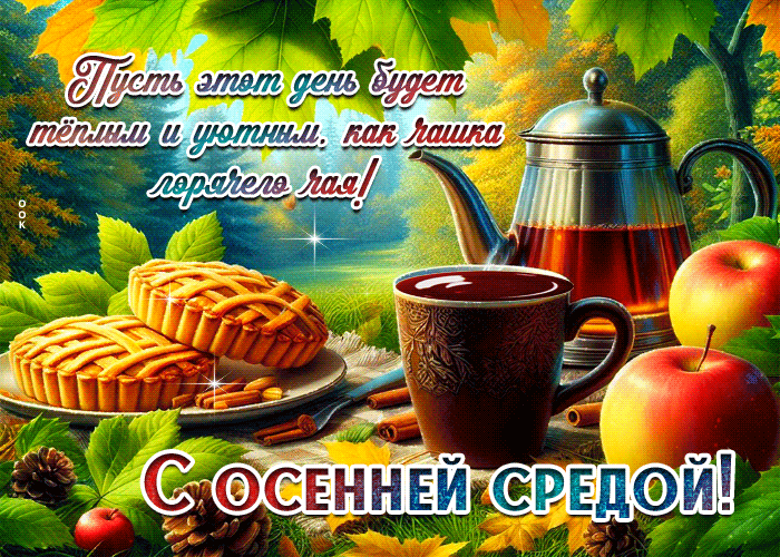 Postcard пусть этот день будет теплым и уютным! с осенней средой
