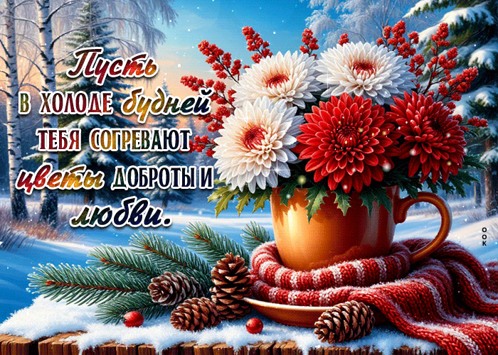 Picture пусть в холоде будней тебя согревают цветы доброты и любви