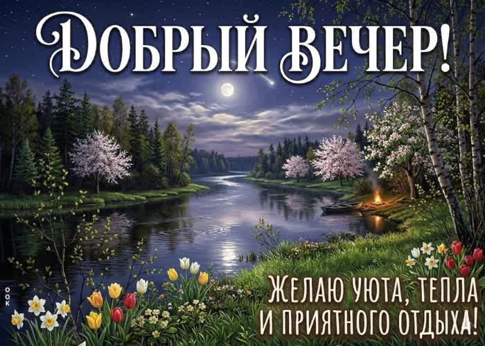 Postcard с добрым вечером! отдохни и наслаждайся моментом