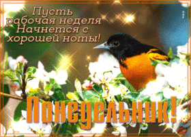 Блестящая открытка Понедельник! Пусть неделя начинается с хорошей ноты