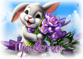 Цветущая весенняя гиф-открытка Приветик