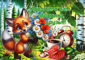 Добродушная летняя гиф-открытка Хорошего вам вторника, друзья