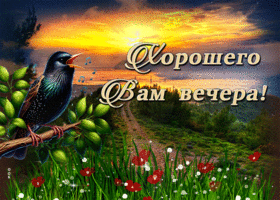 Душевная анимационная летняя открытка Хорошего вам вечера