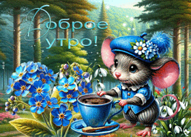 Душевная весенняя гиф-открытка Доброе утро