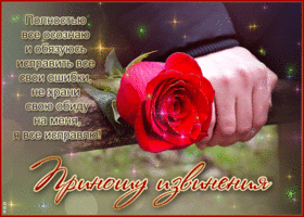 Гиф-открытка с розой Приношу извинения