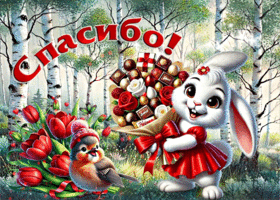 Ласковая весенняя гиф-открытка Спасибо
