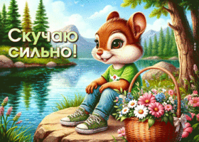Ласково-тёплая гиф-открытка Скучаю сильно