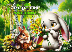 Лирическая весенняя открытка Прости меня