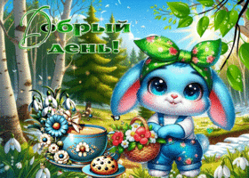 Лучезарная и цветущая весенняя гиф-открытка Добрый день