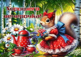 Лёгкая романтичная летняя гиф-открытка Хорошего вечерочка