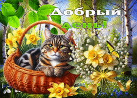 Милая весенняя гиф-открытка Добрый день
