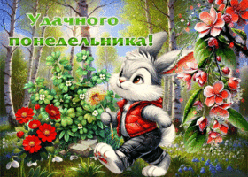 Очаровательная и радужная весенняя гиф-открытка Удачного понедельника