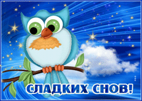 Открытка сладких снов с совой