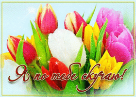 Отличная открытка с тюльпанами, я скучаю по тебе