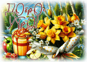 Позитивная и уютная весенняя гиф-открытка Доброе утро