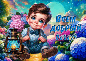 Прекрасная анимационная открытка Всем добрый вечер