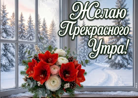 Прекрасное зимнее утро за окном