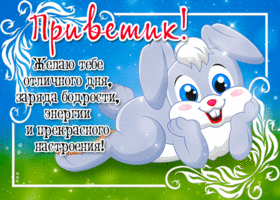 Приветик! Желаю тебе отличного дня, заряда бодрости, энергии