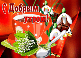 Приятная открытка с подснежниками С добрым утром