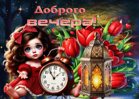 Приятная весенняя гиф-открытка Доброго вечера