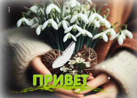 Счастливая весенняя открытка Привет