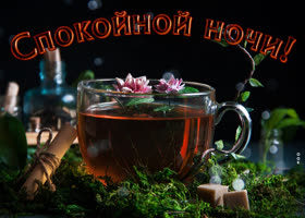 Шикарная картинка с чаем Спокойной ночи