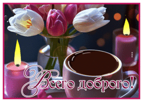 Свежая и весенняя гиф-открытка с тюльпанами Всего доброго