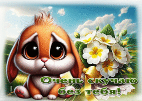 Трогательная открытка Очень скучаю без тебя