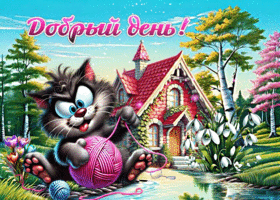 Творческая весенняя гиф-открытка Добрый день