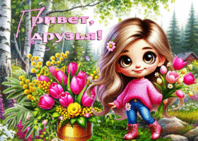 Утренняя, звонкая весенняя открытка Привет, друзья