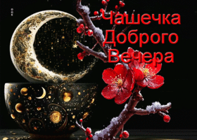 Весенняя гиф-открытка Чашечка доброго вечера