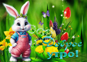 Весенняя очаровательная гиф-открытка с цветами Доброе утро