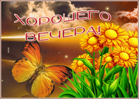 Волшебная открытка с бабочкой Хорошего вечера