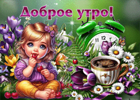 Ясная весенняя гиф-открытка Доброе утро