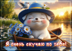 Забавная летняя гиф-открытка Я очень скучаю по тебе