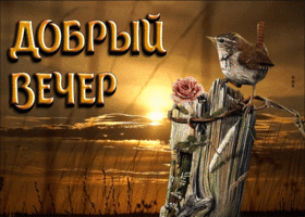 Замечательная открытка Добрый вечер! С птичкой
