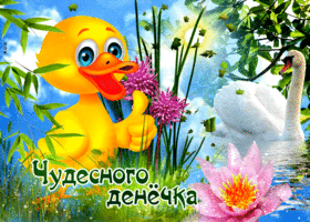 Жизнелюбивая открытка с утенком Чудесного денечка!